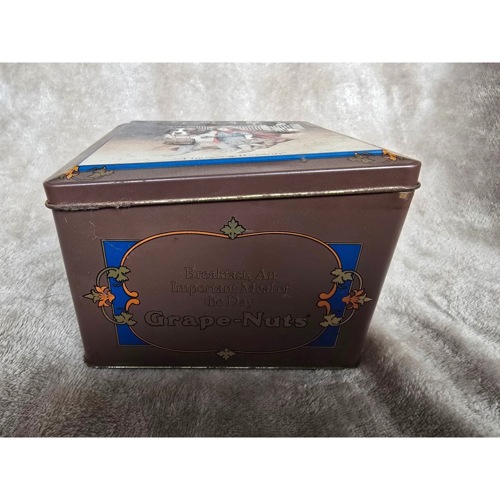 Vintage Grape-Nuts Cereal Advertising Tin Barringer Wallis Manners England Brown